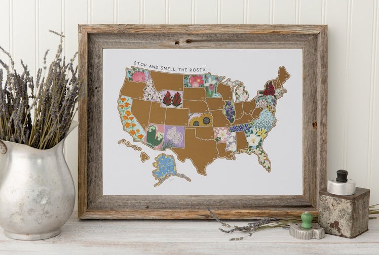 US State Flower Map | Scratch Off Print