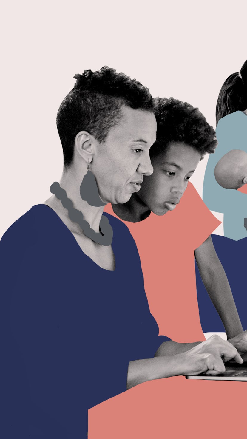 This image reads: The Alarming Stats That How How The Mom Recession Is Setting Women Back. The image...