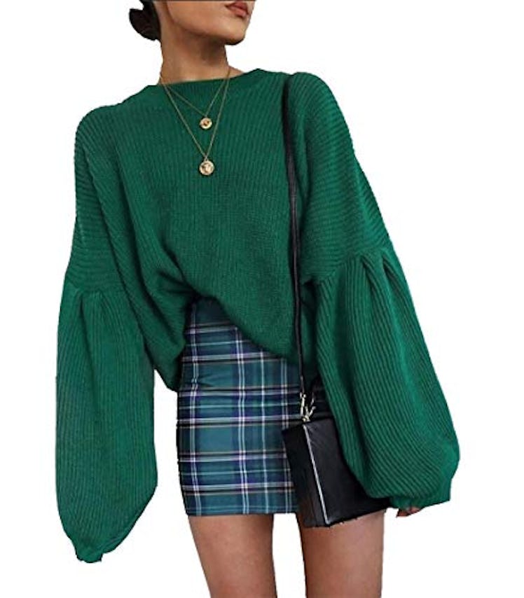 PRETTYGARDEN Lantern Sleeve Sweater