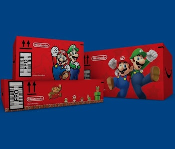 Super Mario-themed Amazon boxes.