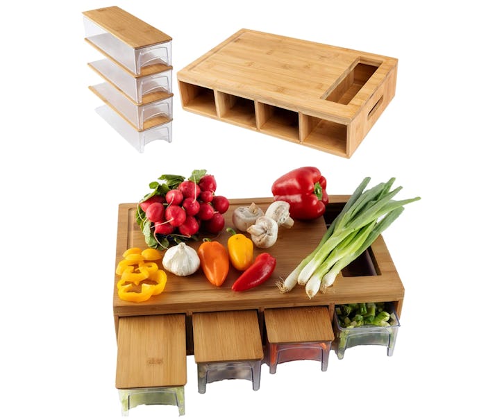 BAMBOO LAND Cutting Board With Storage Trays
