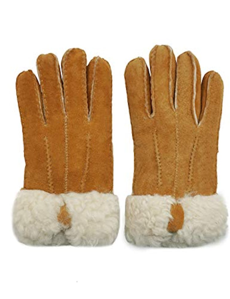  YISEVEN Sheepskin and Shearling Leather Gloves 