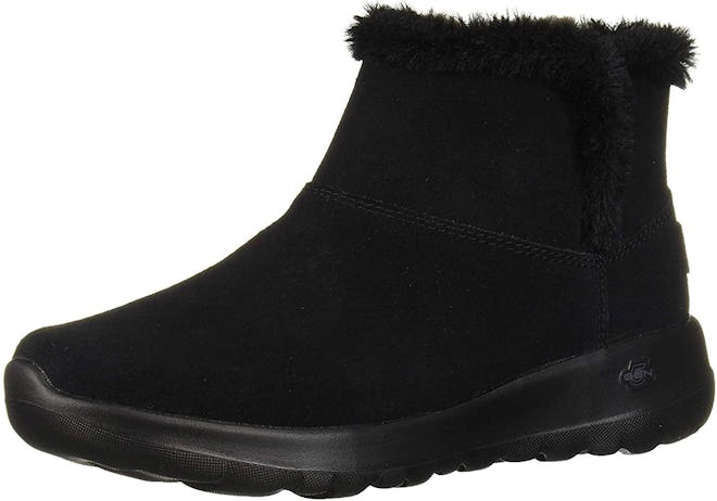 These faux fur lined Chukka boots are warm and comfortable for winter walking.