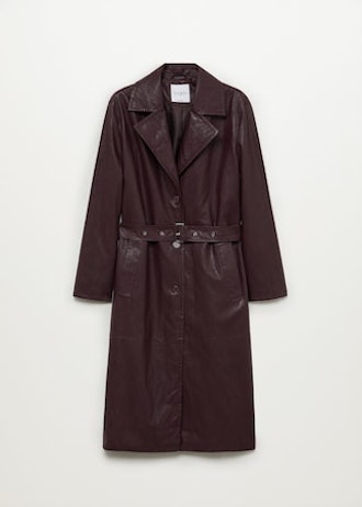 Faux-leather trench