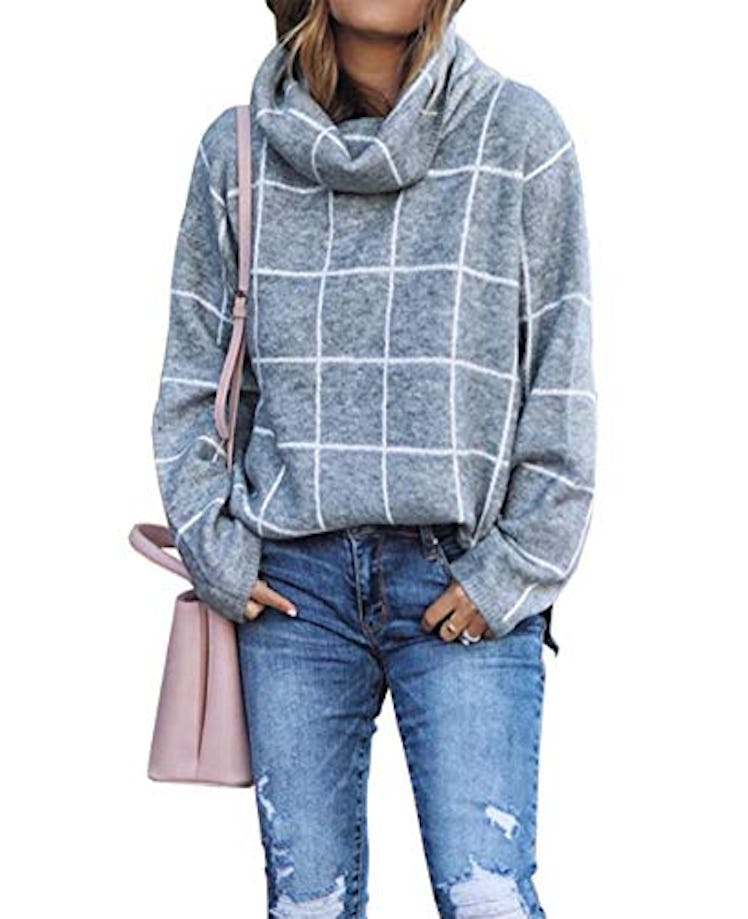 KIRUNDO Checked Turtleneck Pullover 