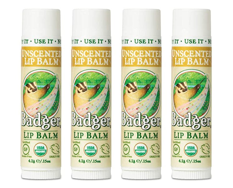 Badger Unscented Lip Balm (4-Pack)