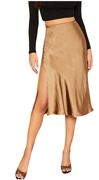 SheIn Satin Split Side Midi Skirt