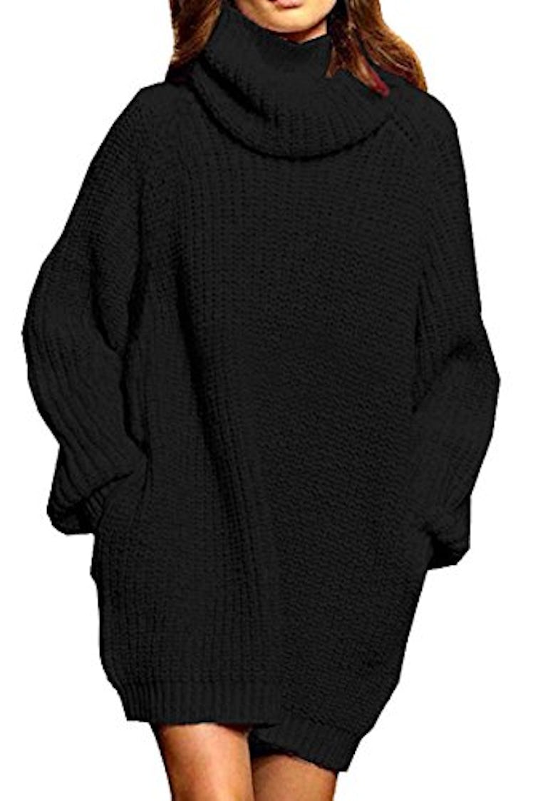 Pink Queen Oversized Turtleneck Sweater Dress