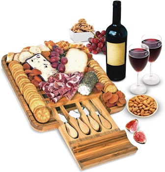 Frux Home and Yard Bamboo Cheese Board and Knife Set