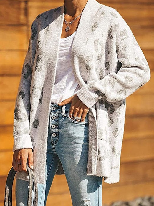 ZESICA Long Sleeve Leopard Cardigan