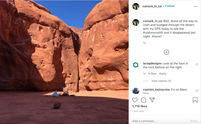 Instagram Utah monolith photo