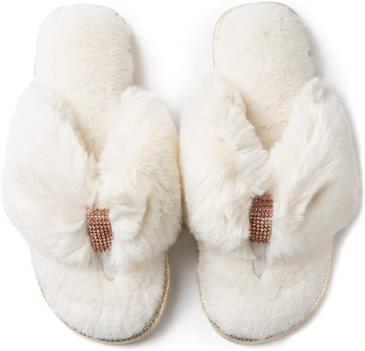 RockDove Faux-Fur Memory Foam Slippers