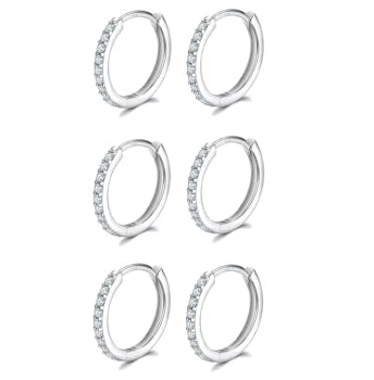 Fcebsty Sterling Silver Cuff Earrings (3 Pairs)