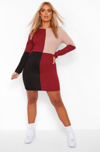  Plus Colour Block Bodycon Dress