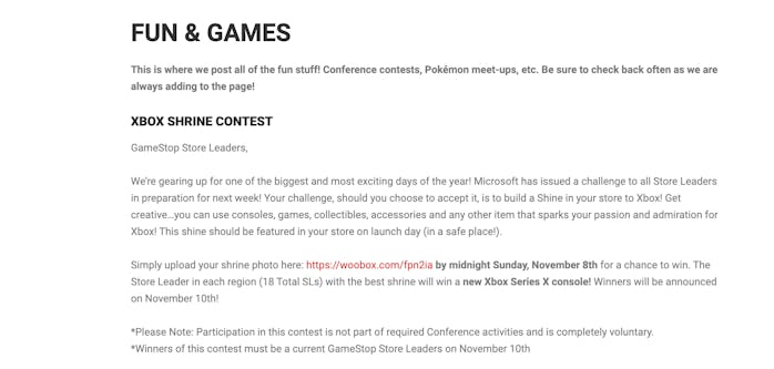 GameStop Xbox shrine contest screenshot