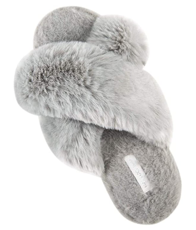 HALLUCI Cross Band Plush Slippers