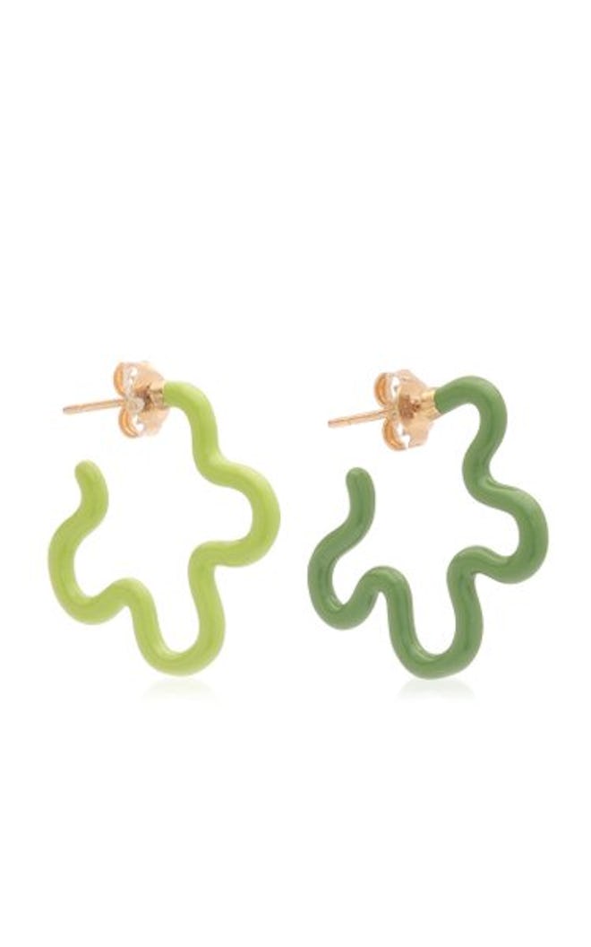 Two Tone Asymmetrical Flower Earrings