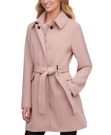 Macy's Calvin Klein Single-Breasted Belted Coat