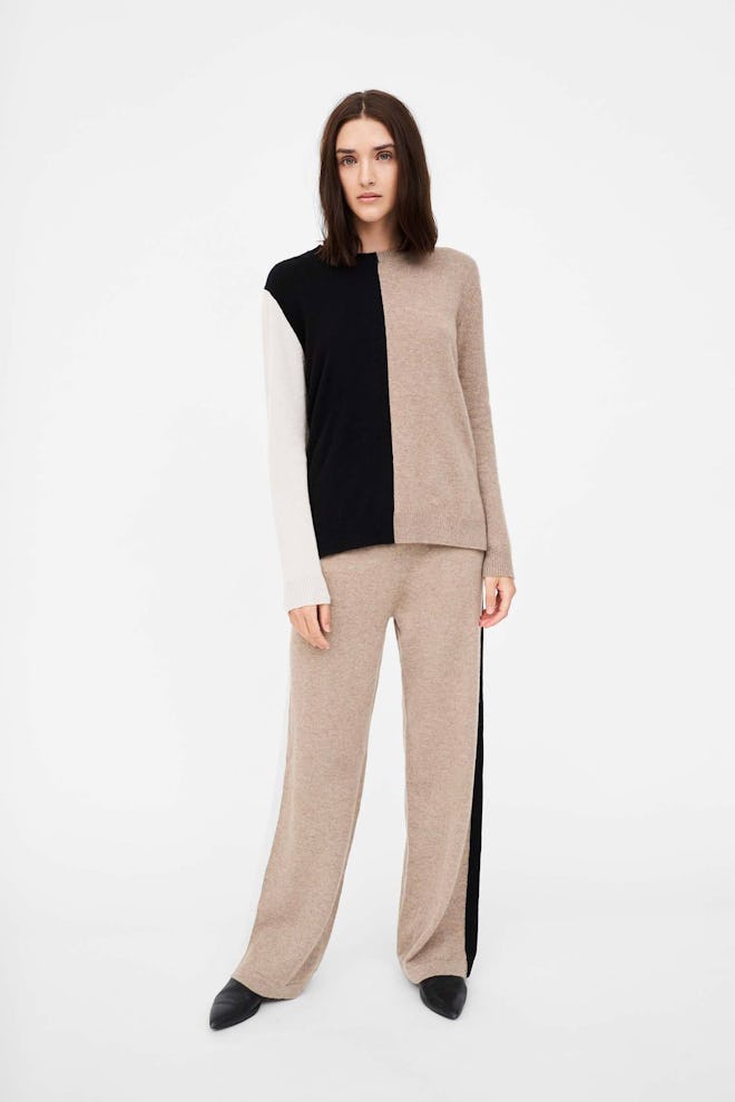 Smoke Colour-Block Asymmetric Cashmere Sweater