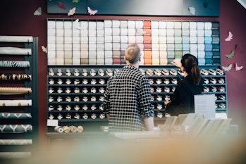 Choosing a paint color.