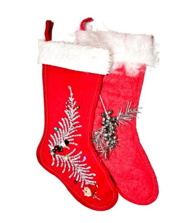Midcentury Holiday Stockings, Pair