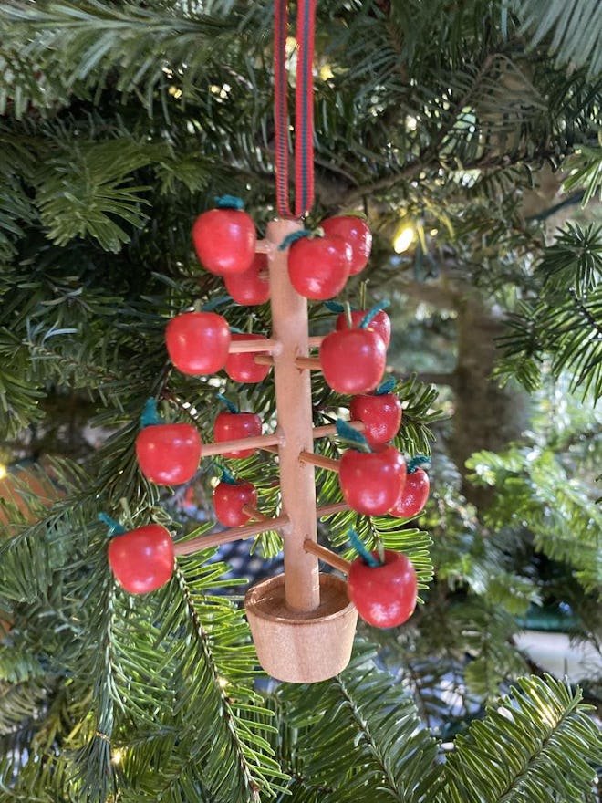 Vintage Scandinavian Apple Tree Wooden Christmas Ornament
