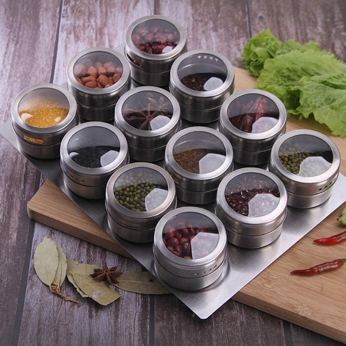  Sanvcomy Magnetic Spice Jar Containers (Set of 12)