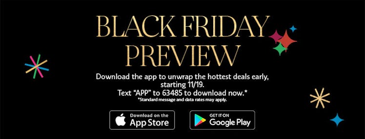 A black image with the words "Black Friday Preview" and details about Sephora's app printed on it.