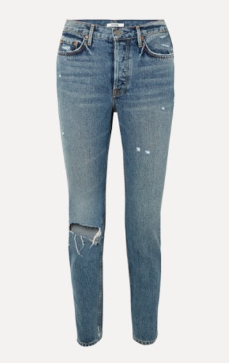 Karolina distressed high-rise slim-leg jeans