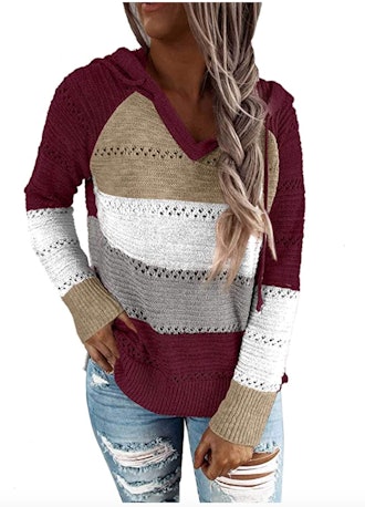 Biucly Knit Hooded Sweater