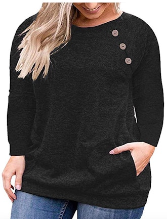 VISLILY Plus Size Shirt with Pockets