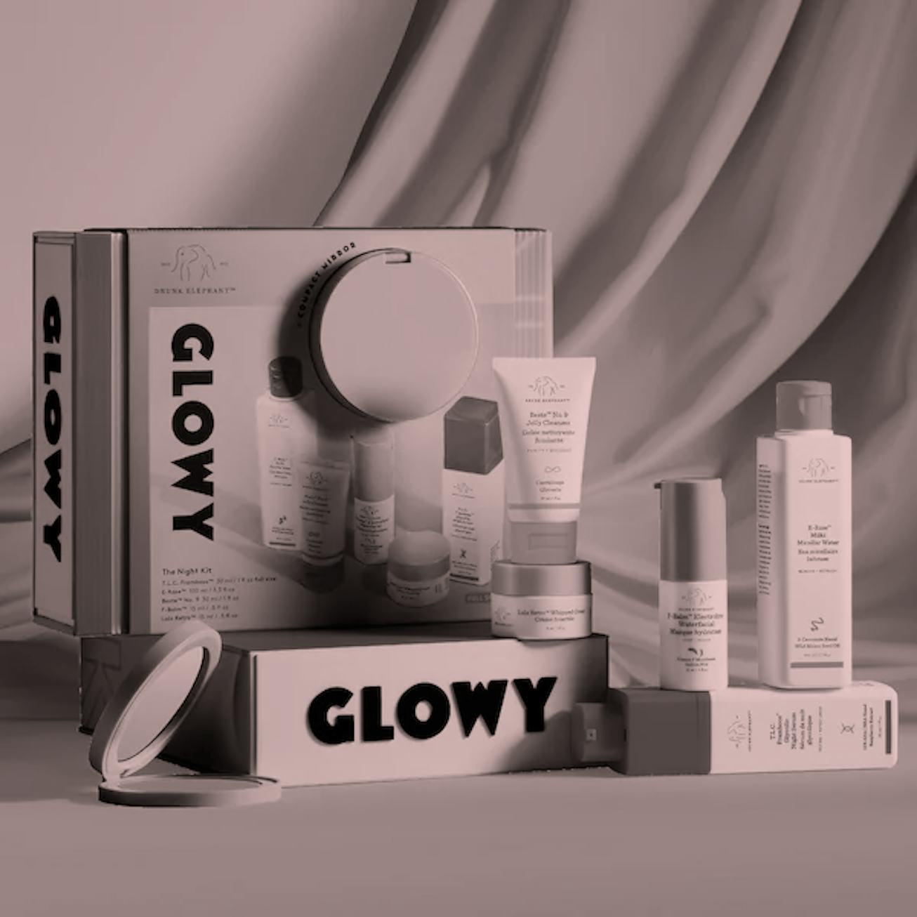 Saphora "Glowy" products, a package with foundation, face creams, setting powder perfect for a gift