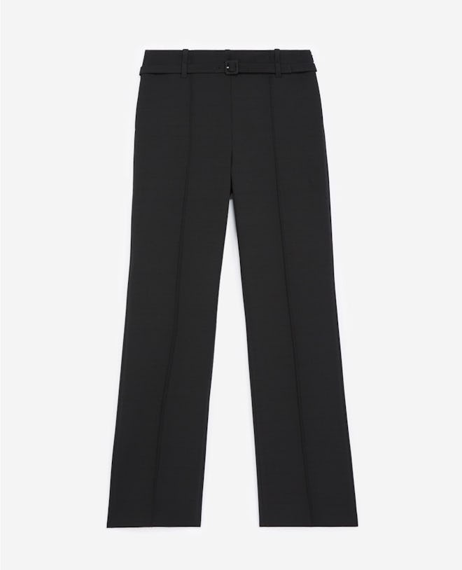 STRAIGHT-CUT BLACK SUIT TROUSERS WITH BELT