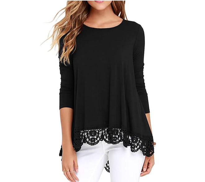 QIXING Lace-Trimmed Blouse