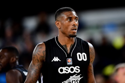 Ovie Soko during a match in a shirt of the London Lions
