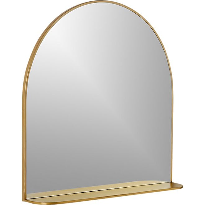 Brass Arched Mirror With Shelf