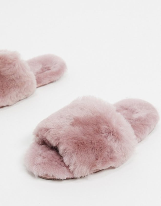 Nola premium sheepskin slippers in mauve