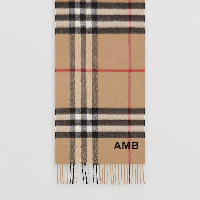 Burberry's classic check cashmere scarf. 