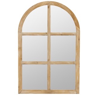 Matherne Farmhouse Arch Wood Window Decor Mirror