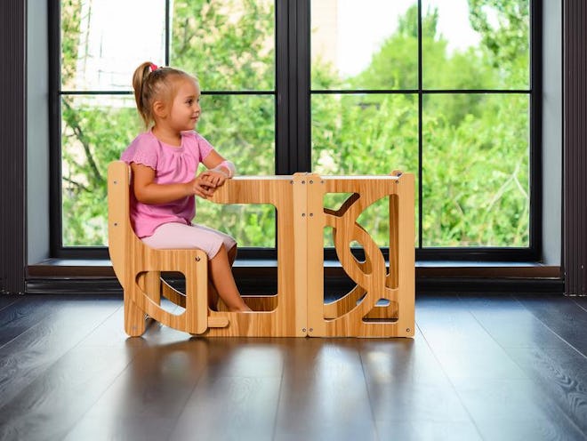 Natural Convertible learning tower & table
