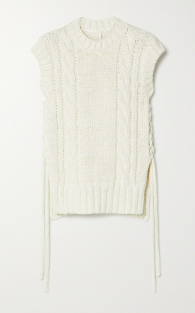 Lace-up cable-knit tank