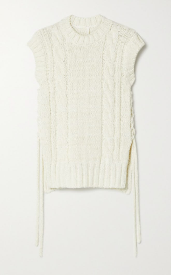 Lace-up cable-knit tank
