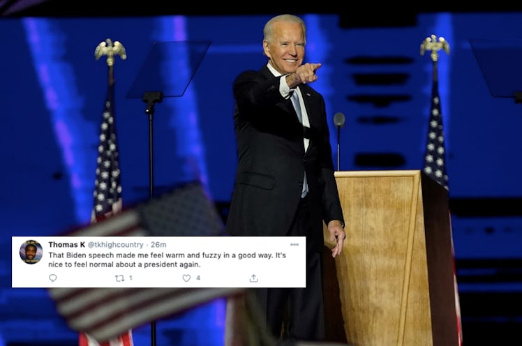 Tweet about Joe Biden's victory speech 2020 election