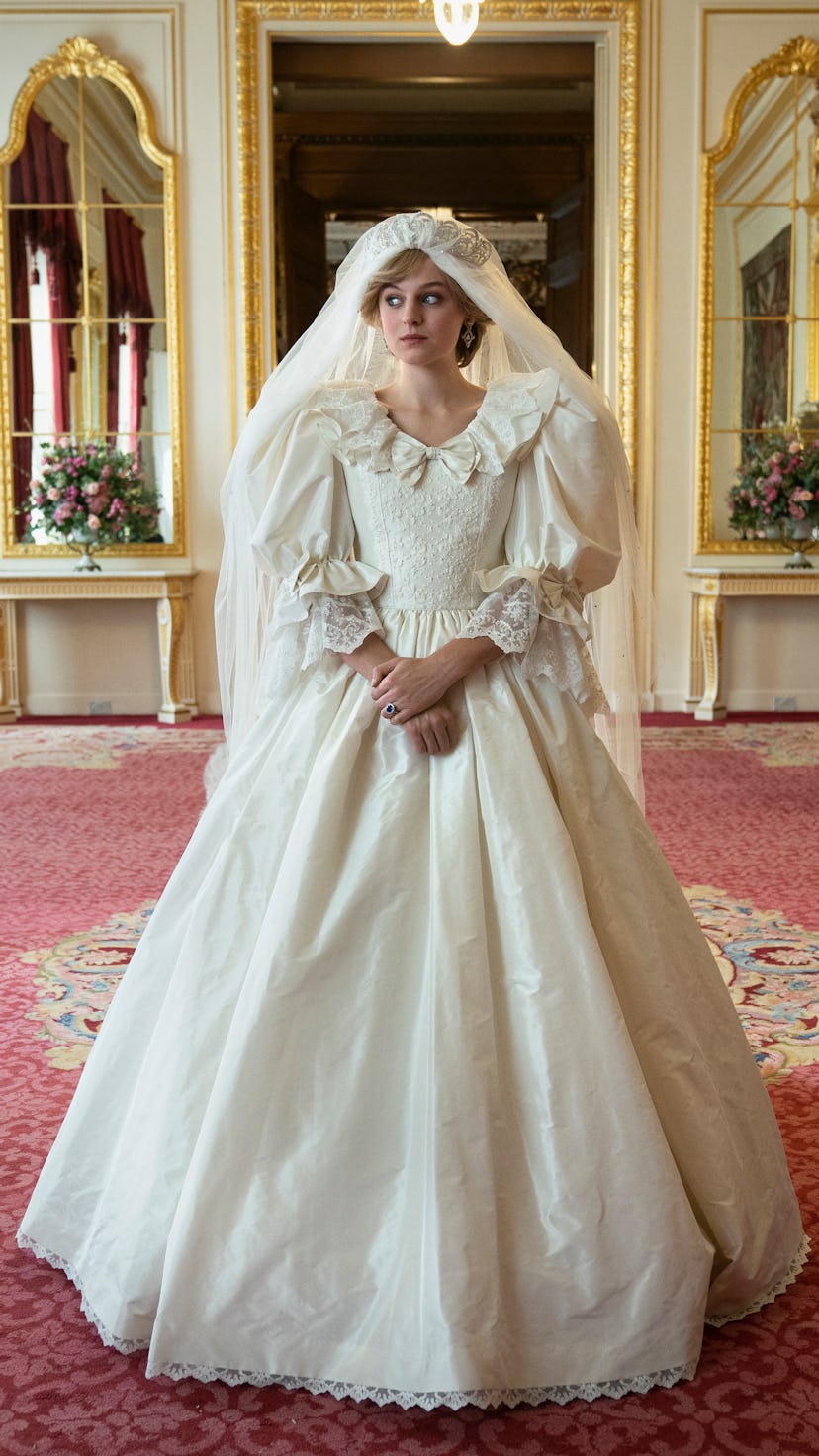 Emma Corrin as Princess Diana in 'The Crown' via the Netflix press site.