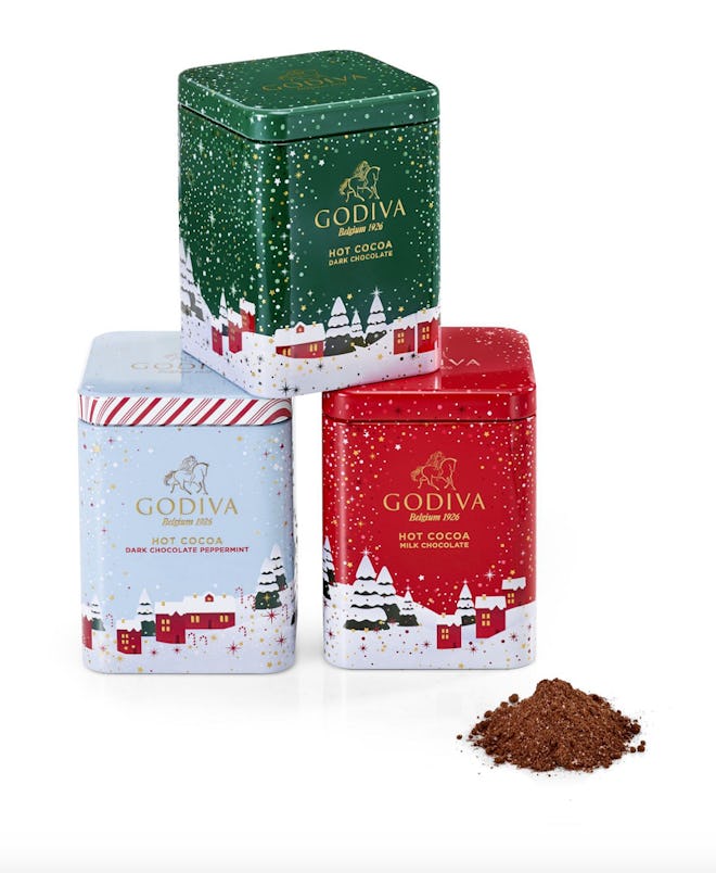 Holiday Hot Cocoa Chocolate Gift Box, 3 Tin Set