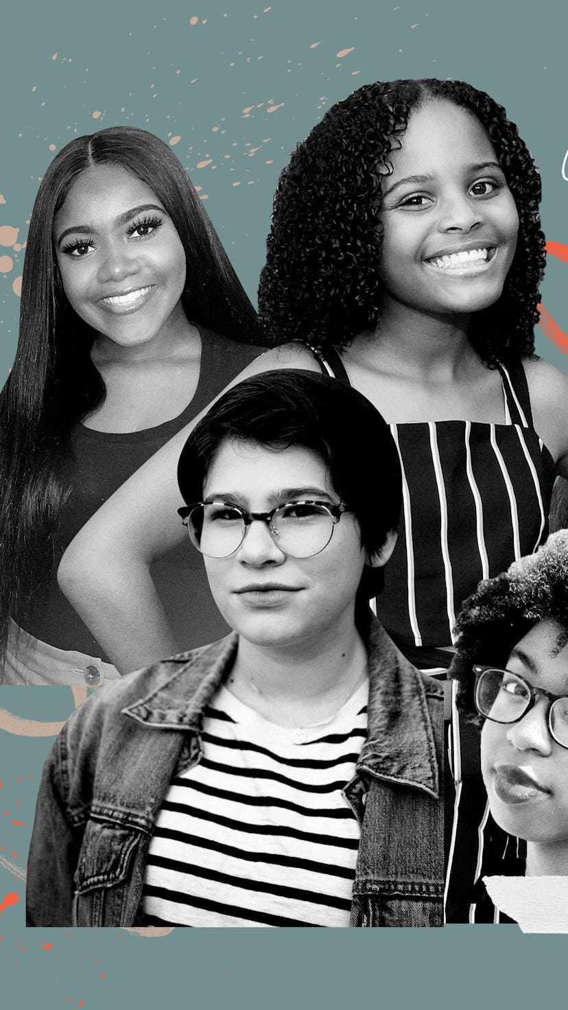 A collage with five girl activists: Alexandra Brathwaite, Brianna Chandler, Haven Coleman, Jamie Mar...