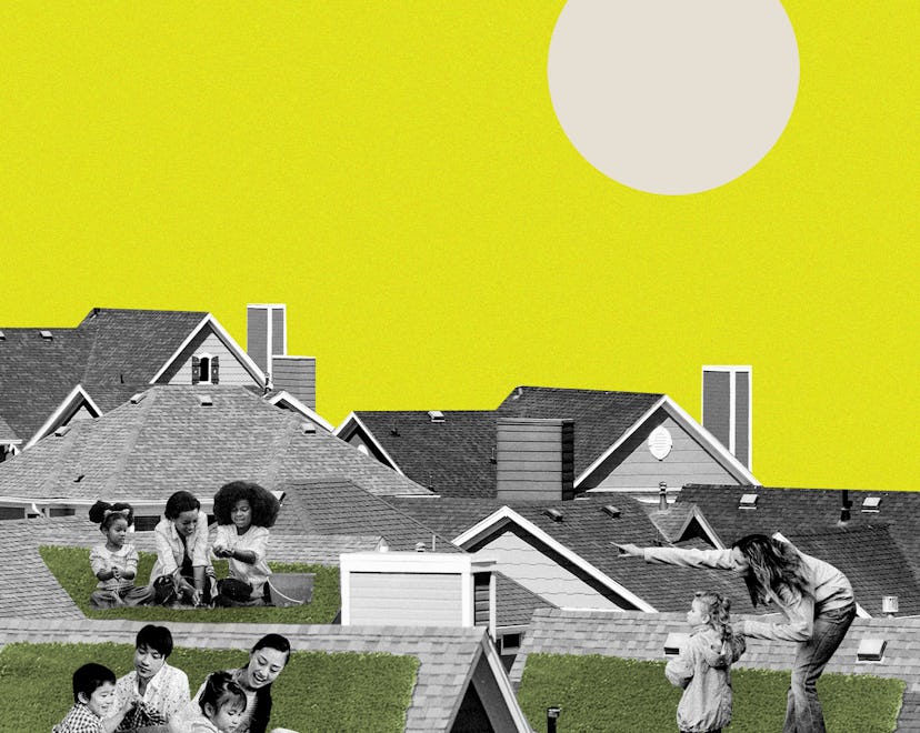 Collage of different families enjoying the outdoors depicting creative ways parents around the U.S. ...