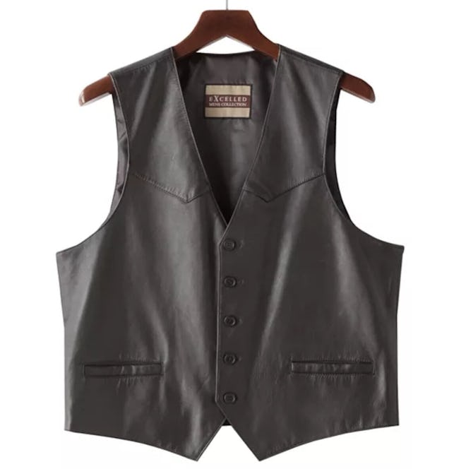 Button-Front Leather Vest