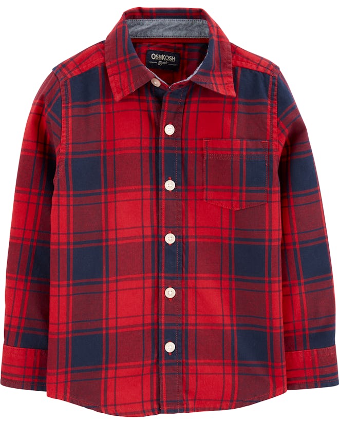 Plaid Flannel Button-Front Shirt