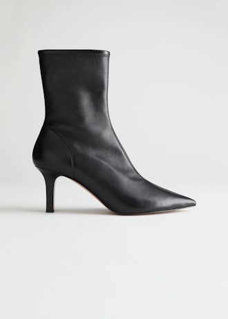 Pointed Leather Sock Boots
